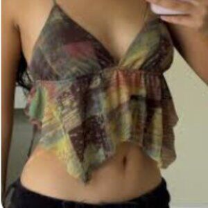 New with Tags - Urban Outfitters Tie String Crop Top - Multi Color - Size Medium